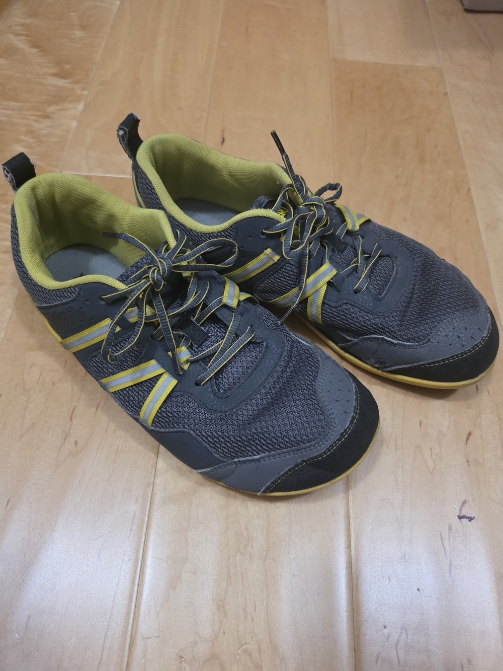 Xero ShoesGray and Yellow Mesh Athletic Sneakers